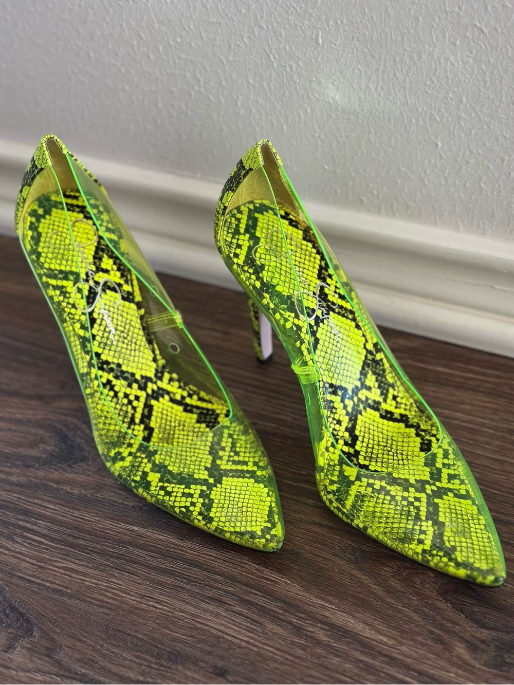 Brand New!! Jessica Simpson Pixera Pumps - Neon Yellow PVC - Python Print Heels